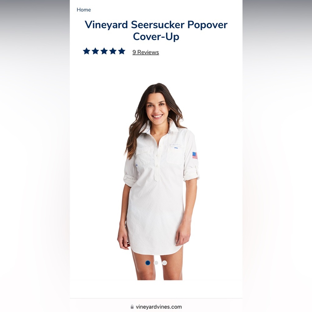 Vineyard Vines White Seersucker Popover Cover-Up
